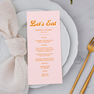 Summer Sunset Pink and Orange Tropical Wedding Menu