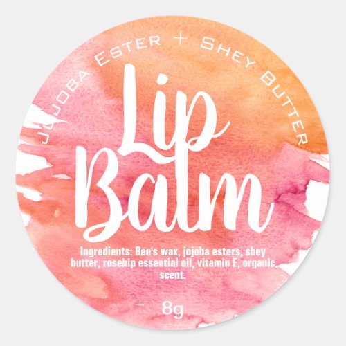Summer Sunset Pink Orange Lip Balm Labels