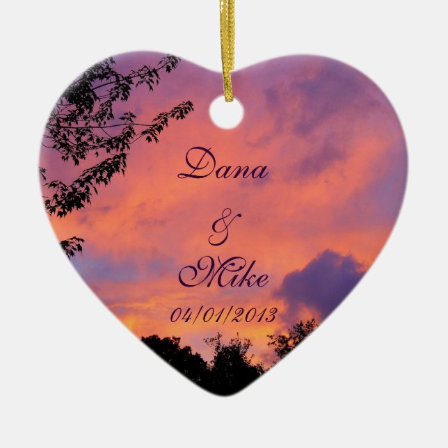 Summer Sunset Romantic Heart Ornaments (Front)