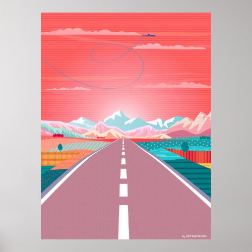 Summer Sunset Sky Road Trip to Rocky Mountain Poster