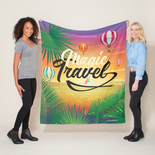 Summer Sunset Sky Sea beach Magic Travel ART Fleece Blanket