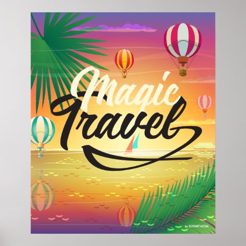 Summer Sunset Sky Sea beach Magic Travel ART Poster