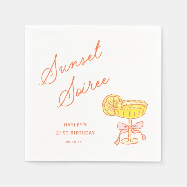 Summer Sunset Soiree Party Napkins (Front)