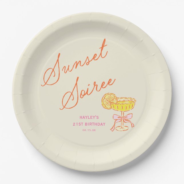 Summer Sunset Soiree Party Paper Plates (Front)