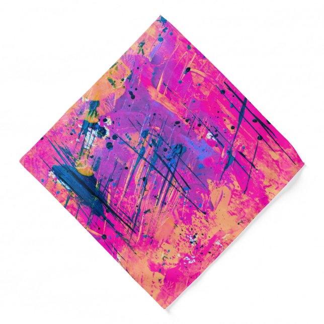 Summer Sunset Splatter Paint Abstract Bandana (Front)