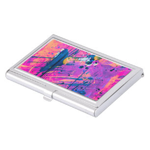 Summer Sunset Splatter Paint Abstract Business Card Case
