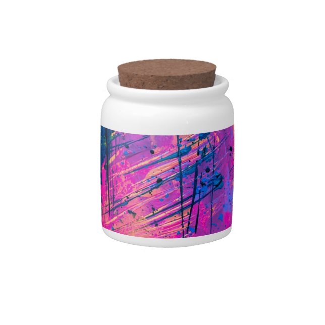 Summer Sunset Splatter Paint Abstract Candy Jar (Front)