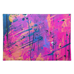 Summer Sunset Splatter Paint Abstract Cloth Placemat