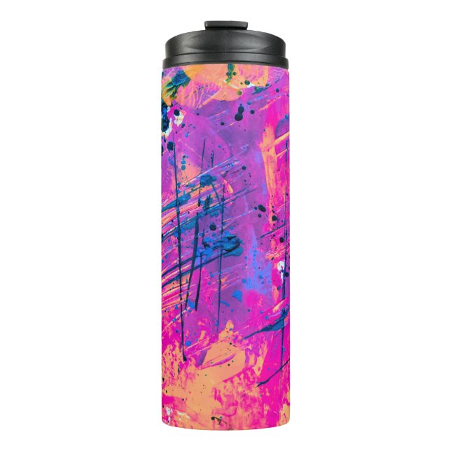 Summer Sunset Splatter Paint Abstract Thermal Tumbler (Front)