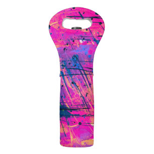 Summer Sunset Splatter Paint Abstract Wine Bag