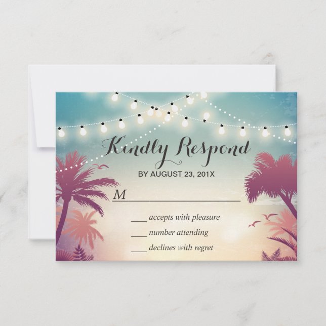 Summer Sunset String Lights Palm Tree RSVP (Front)