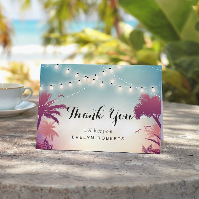 Summer Sunset String Lights Thank You Card (Creator Uploaded)