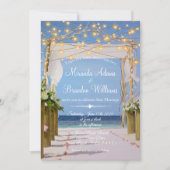 Summer Sunset String Lights Tropical Beach Wedding Invitation (Front)