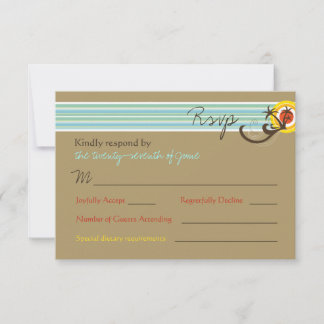 Summer Sunset Tropical Beach Wedding RSVP Card