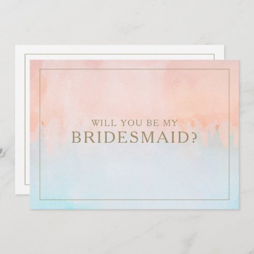 Summer Sunset Watercolor Bridesmaid Proposal Card