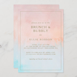 Summer Sunset Watercolor Brunch and Bubbly Shower Invitation