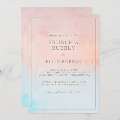 Summer Sunset Watercolor Brunch and Bubbly Shower Invitation