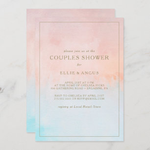 Summer Sunset Watercolor Couples Shower Invitation