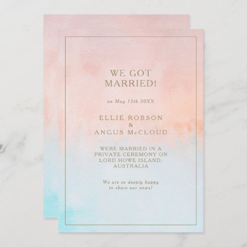 Summer Sunset Watercolor Elopement Announcement