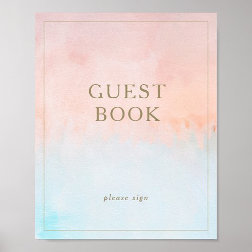 Summer Sunset Watercolor Guest Book Sign