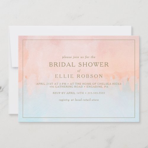 Summer Sunset Watercolor Horizontal Bridal Shower Invitation
