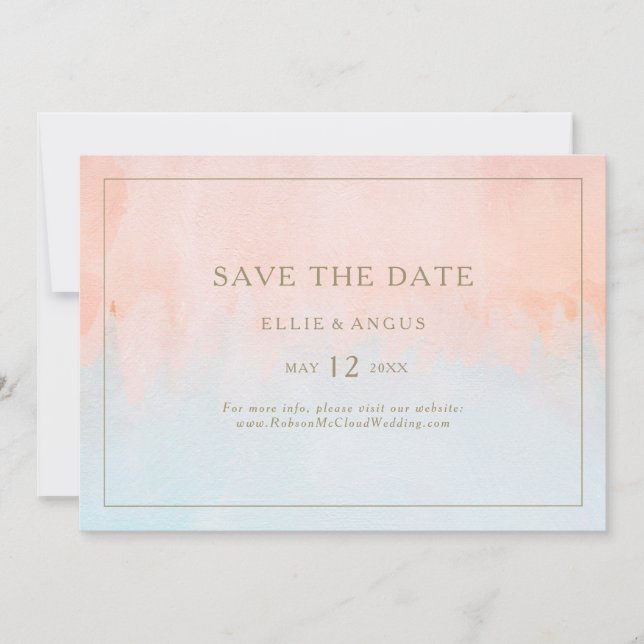 Summer Sunset Watercolor Horizontal Save the Date (Front)