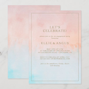 Summer Sunset Watercolor Let's Celebrate Invitation