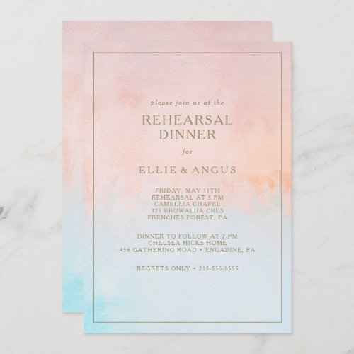 Summer Sunset Watercolor Rehearsal Dinner Invitation