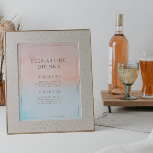 Summer Sunset Watercolor Signature Drinks Sign