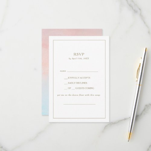Summer Sunset Watercolor song request RSVP card