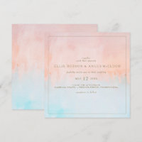 Summer Sunset Watercolor Square Wedding Invitation
