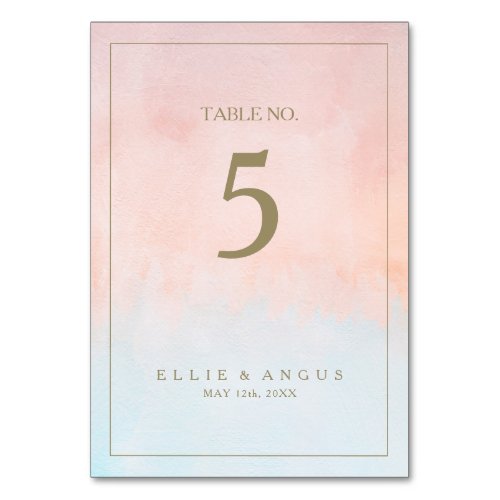 Summer Sunset Watercolor Table Number