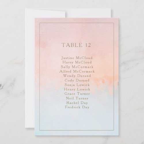 Summer Sunset Watercolor Table Number Chart