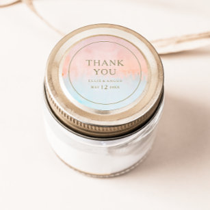 Summer Sunset Watercolor Thank You Wedding Favor  Classic Round Sticker