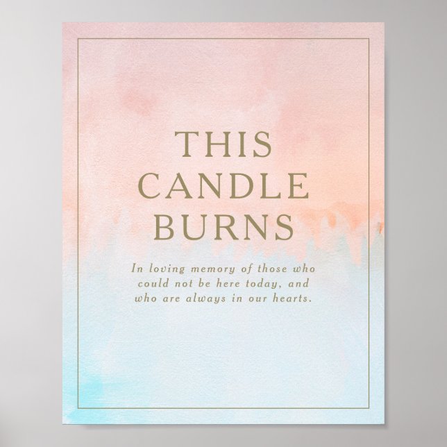 Summer Sunset Watercolor This Candle Burns Wedding Poster (Front)