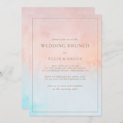 Summer Sunset Watercolor Wedding Brunch Invitation