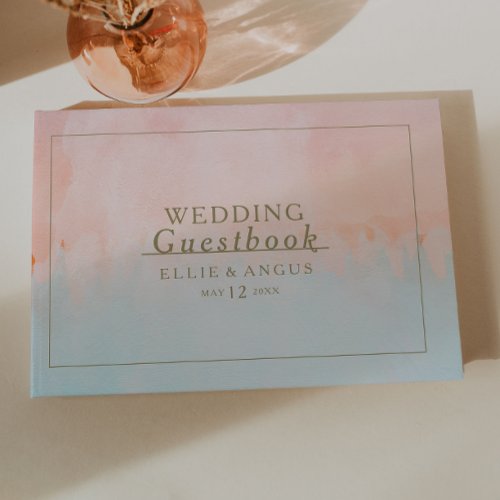 Summer Sunset Watercolor Wedding Guest Book