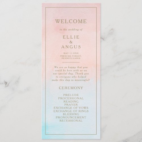 Summer Sunset Watercolor Wedding Program