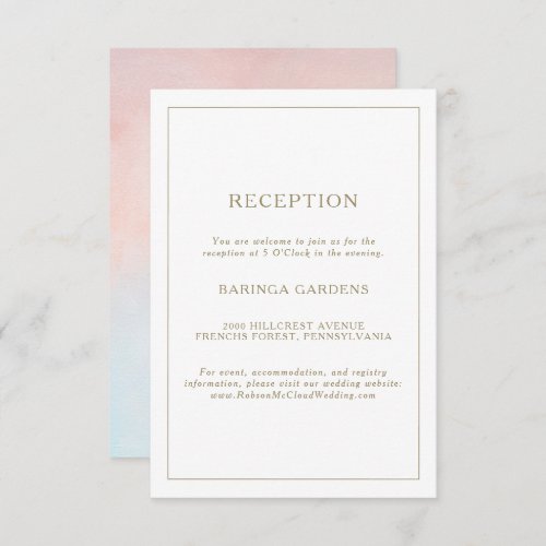 Summer Sunset Watercolor Wedding Reception Card