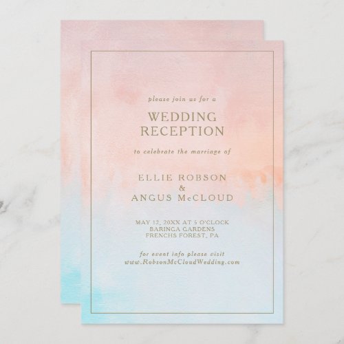 Summer Sunset Watercolor Wedding Reception Invitation