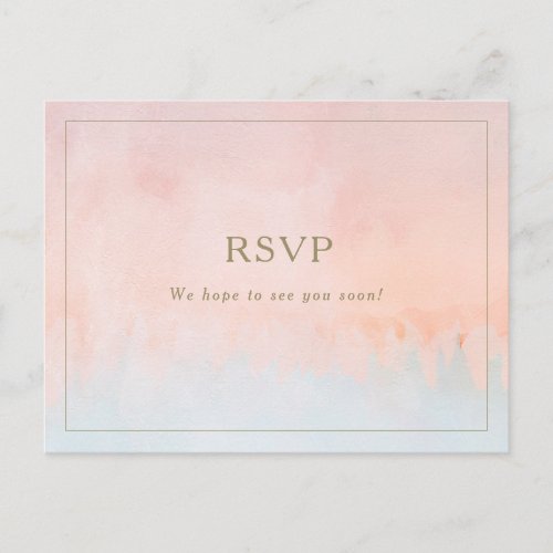 Summer Sunset Watercolor Wedding RSVP Postcard