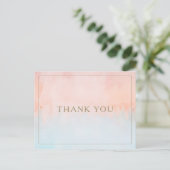 Summer Sunset Watercolor Wedding Thank You Postcard (Standing Front)