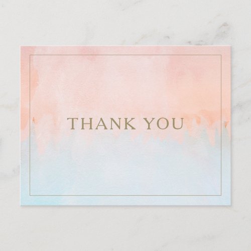 Summer Sunset Watercolor Wedding Thank You Postcard