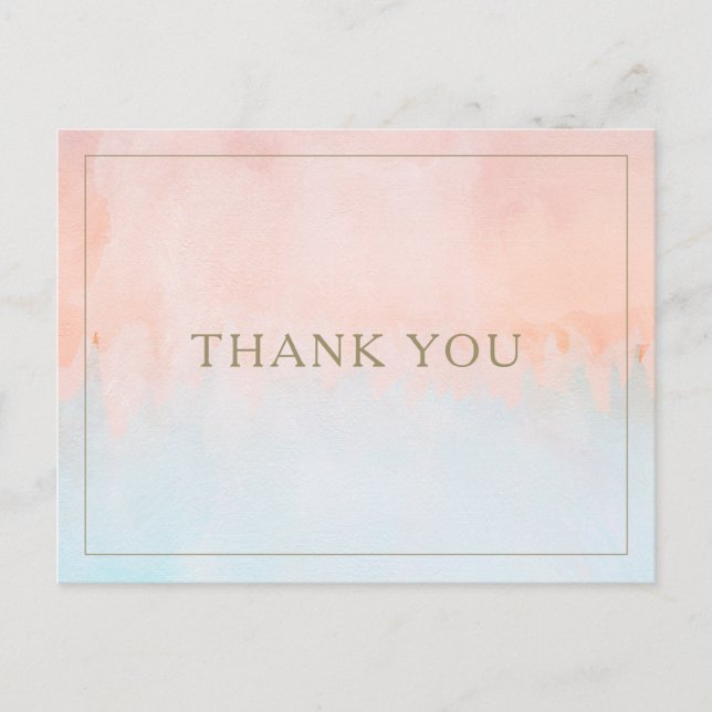 Summer Sunset Watercolor Wedding Thank You Postcard (Front)