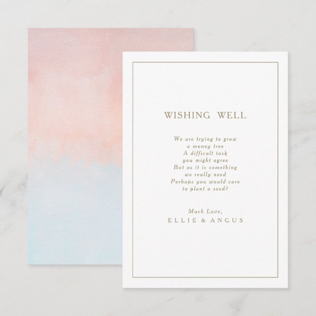 Summer Sunset Watercolor Wedding Wishing Well Card (Front/Back)
