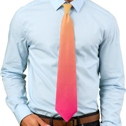 Summer Sunset Yellow to Pink Gradient Ombre Neck Tie