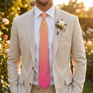 Summer Sunset Yellow to Pink Gradient Ombre Neck Tie