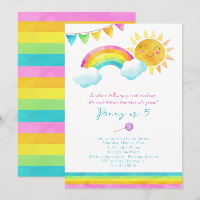 Summer Sunshine Birthday Party Invitation (Front/Back)