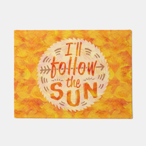 Summer Sunshine Colorful Orange Painted Sun Beach Doormat