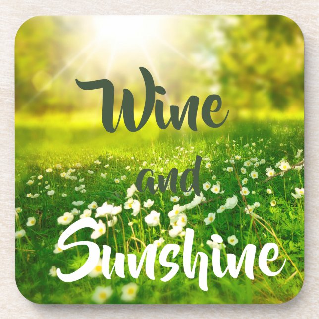 Summer Sunshine  Picnic Fun Wine Beverage Coaster (Front)